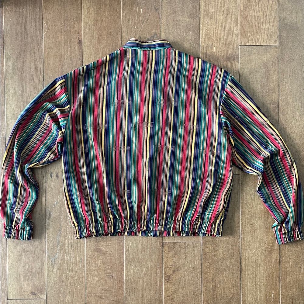 VINTAGE Kensington Square Striped Multicolor Lightweight Bomber Jacket - Picture 5 of 7